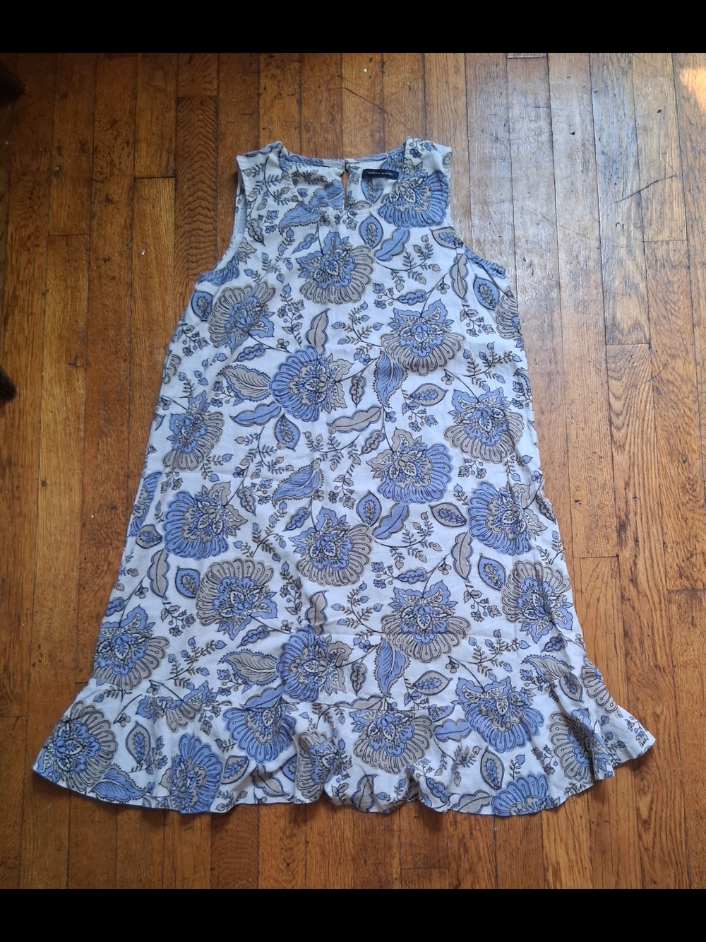 Tommy Hilfiger Blue and White Floral Ruffle Dress